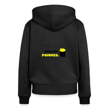 Vergiss Die Rosen - Pommes - Frauen Premium Bio Zip Hoodie - Schwarz - Hinten - Julia (174cm)