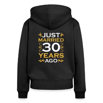 JUST MARIED Il y a 30 ans - Mariage depuis 30 ans - Chemise - Sweat à capuche zippé Premium bio Femme - noir - Dos - Julia (174cm)