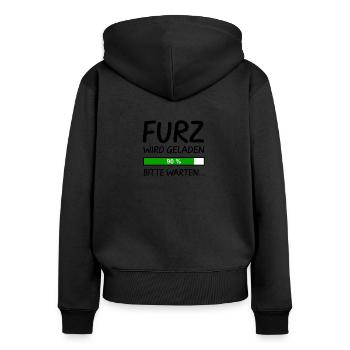 Furz Laden 90% Blähungen Blähung Furzen Lustig - Frauen Premium Bio Zip Hoodie - Schwarz - Hinten - Julia (174cm)