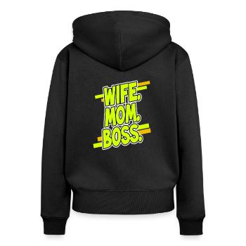 Muttertag - Frauen Premium Bio Zip Hoodie - Schwarz - Hinten - Julia (174cm)