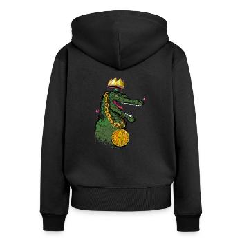 Crocodile avec chaine et couronne - Sweat à capuche zippé Premium bio Femme - noir - Dos - Julia (174cm)