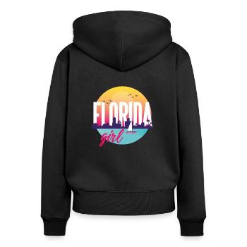 Florida girl - Sweat à capuche zippé Premium bio Femme - noir - Dos - Julia (174cm)