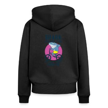 Fahrrad - Frauen Premium Bio Zip Hoodie - Schwarz - Hinten - Julia (174cm)