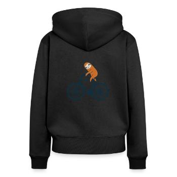 Fahrrad - Frauen Premium Bio Zip Hoodie - Schwarz - Hinten - Julia (174cm)