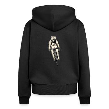 Fahrrad - Frauen Premium Bio Zip Hoodie - Schwarz - Hinten - Julia (174cm)