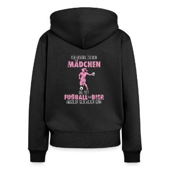 Fußball Mädchen Geschenkidee - Frauen Premium Bio Zip Hoodie - Schwarz - Hinten - Julia (174cm)