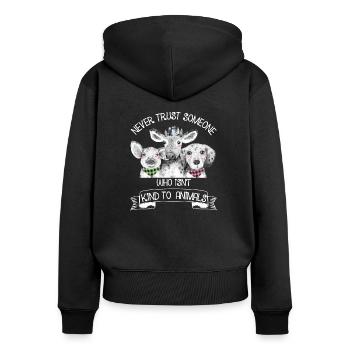 Tierschützer Veganer Vegetarier Tierliebhaber Tier - Frauen Premium Bio Zip Hoodie - Schwarz - Hinten - Julia (174cm)