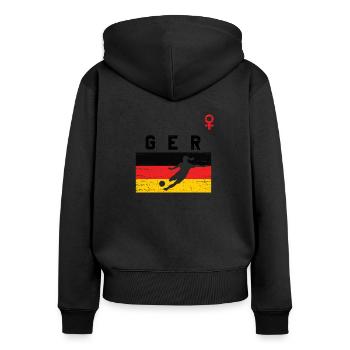 Frauenfussball Deutschland - Frauen Premium Bio Zip Hoodie - Schwarz - Hinten - Julia (174cm)