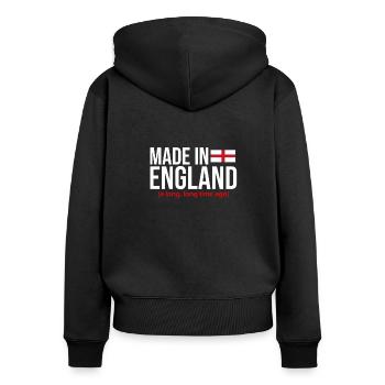 England Engländer - Frauen Premium Bio Zip Hoodie - Schwarz - Hinten - Julia (174cm)