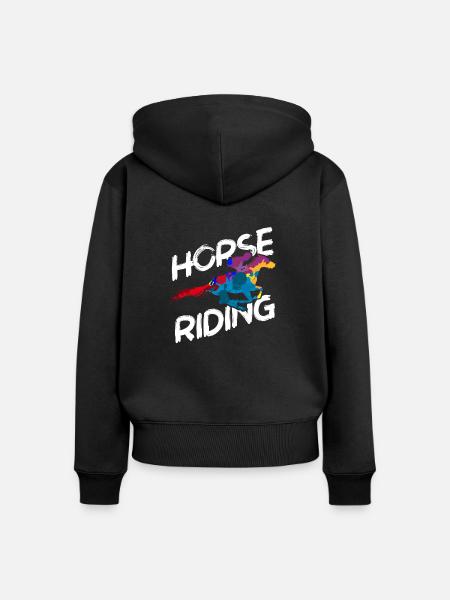 Mongolei Pferd - Frauen Premium Bio Zip Hoodie - Schwarz