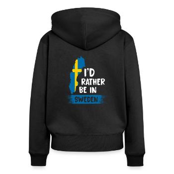 Zweden - Vrouwen Premium Bio ziphoodie - zwart - Achter - Julia (174cm)