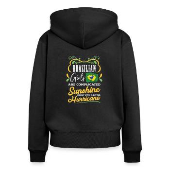 Femme brésilienne - Sweat à capuche zippé Premium bio Femme - noir - Dos - Julia (174cm)