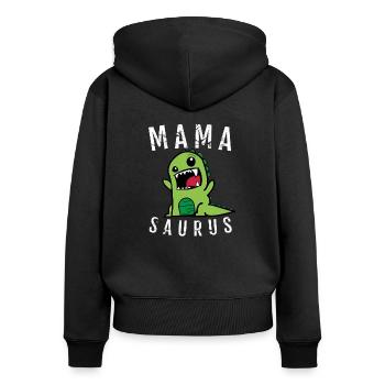 Mama Mamasaurus - Frauen Premium Bio Zip Hoodie - Schwarz - Hinten - Julia (174cm)