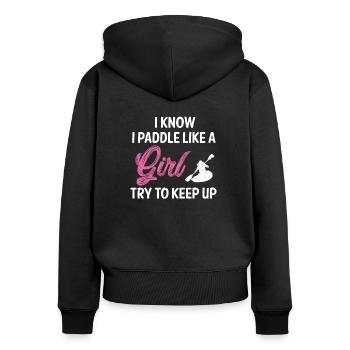 Kajakfahren paddeln Girl - Frauen Premium Bio Zip Hoodie - Schwarz - Hinten - Julia (174cm)
