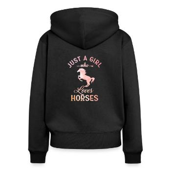 Fille de cheval - Sweat à capuche zippé Premium bio Femme - noir - Dos - Julia (174cm)