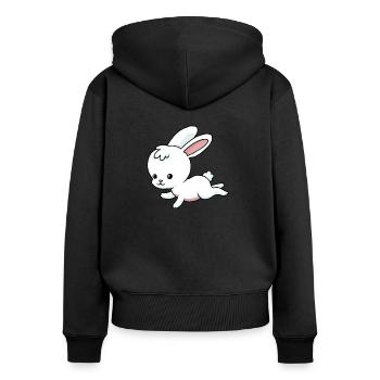 Kleines Häschen - Frauen Premium Bio Zip Hoodie - Schwarz - Hinten - Julia (174cm)