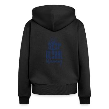 Changement climatique - Sweat à capuche zippé Premium bio Femme - noir - Dos - Julia (174cm)