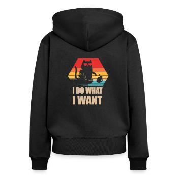 Katzen - Frauen Premium Bio Zip Hoodie - Schwarz - Hinten - Julia (174cm)