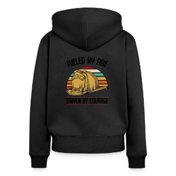 Fire Helmet Cool Statement 112 Sayings Gift - Women's Premium Organic Zip Hoodie - black - Back - Julia (174cm)