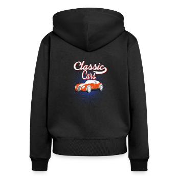 Automobil Auto Oldtimer Klassik - Frauen Premium Bio Zip Hoodie - Schwarz - Hinten - Julia (174cm)