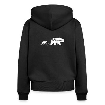 Mama Mama ours mamabear ours - Sweat à capuche zippé Premium bio Femme - noir - Dos - Julia (174cm)