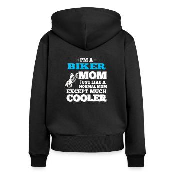 Motorrad Biker Mama Mom - Frauen Premium Bio Zip Hoodie - Schwarz - Hinten - Julia (174cm)
