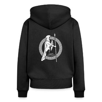 Cadeau de mythologie grecque | Histoire de la Grèce antique - Sweat à capuche zippé Premium bio Femme - noir - Dos - Julia (174cm)