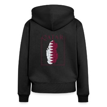 Cool Staat Katar Länderumriss Kontur Doha Geschenk - Frauen Premium Bio Zip Hoodie - Schwarz - Hinten - Julia (174cm)