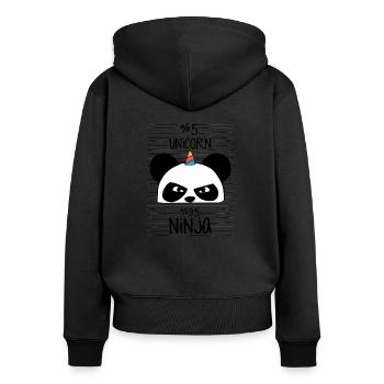 Panda + Licorne = Ninjacorn le pandacorn le plus puissant - Sweat à capuche zippé Premium bio Femme - noir - Dos - Julia (174cm)