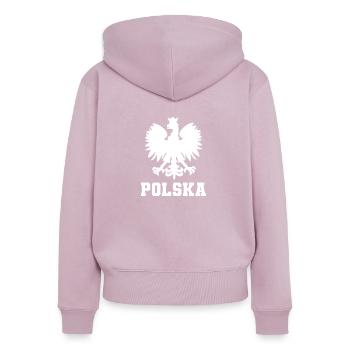 Polska Eagle | Poland, Polish, patriotism - Women's Premium Organic Zip Hoodie - dusky pink - Back - Julia (174cm)
