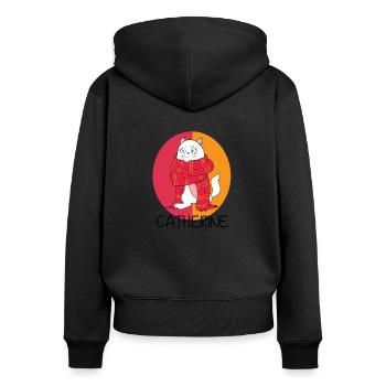 #FancyDesigns #catherine CATherine? - Sweat à capuche zippé Premium bio Femme - noir - Dos - Julia (174cm)