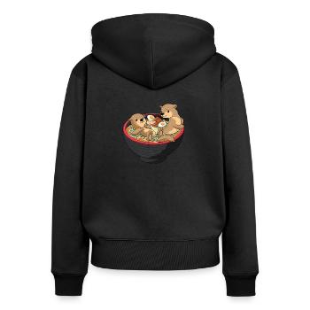 Süße Otter Geschenk Ramen Nudelsuppe Kawaii Marder - Frauen Premium Bio Zip Hoodie - Schwarz - Hinten - Julia (174cm)