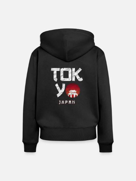 Tokio - Frauen Premium Bio Zip Hoodie - Schwarz