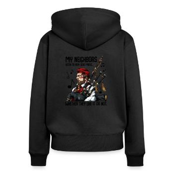 Cool Dudelsack Lustige Sprüche Sackpfeife Geschenk - Frauen Premium Bio Zip Hoodie - Schwarz - Hinten - Julia (174cm)