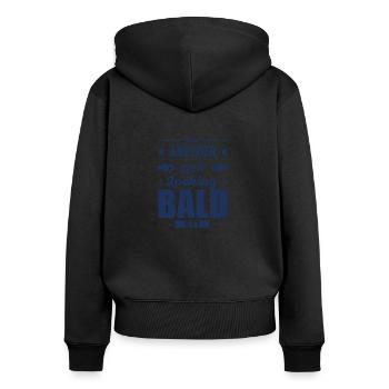 Glatzen Glatzkopf Kein Haar Glatze Keine Haare - Frauen Premium Bio Zip Hoodie - Schwarz - Hinten - Julia (174cm)