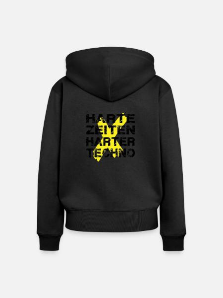Harte Zeiten Harter Techno - Frauen Premium Bio Zip Hoodie - Schwarz