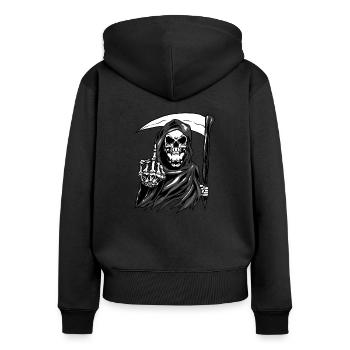 Reaper Skeleton Angel of Death Skull Blade Gift - Women's Premium Organic Zip Hoodie - black - Back - Julia (174cm)