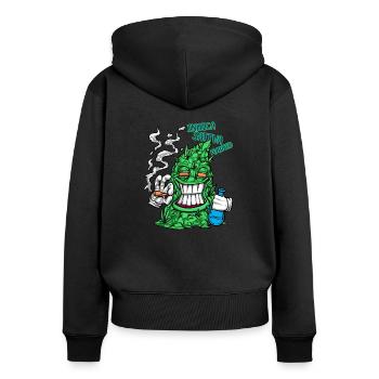Cannabis Indica Sativa Hybrid Smoking Hemp Gift - Sweat à capuche zippé Premium bio Femme - noir - Dos - Julia (174cm)