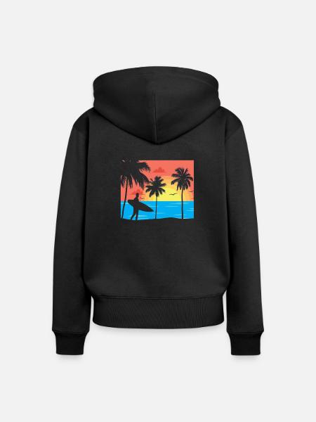 Surfer am Strand - Frauen Premium Bio Zip Hoodie - Schwarz