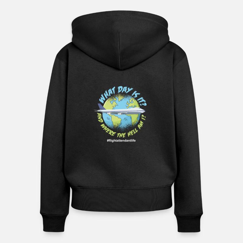 Hôtesse de l’air globe-trotter - Sweat à capuche zippé Premium bio Femme - noir