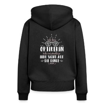 Optikerin Augenoptikerin Brillenoptik Geschenk - Frauen Premium Bio Zip Hoodie - Schwarz - Hinten - Julia (174cm)