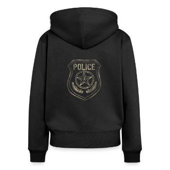 Team Police - Frauen Premium Bio Zip Hoodie - Schwarz - Hinten - Julia (174cm)