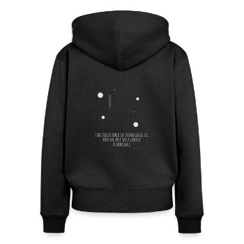 Première règle du floorball de floorball - Sweat à capuche zippé Premium bio Femme - noir - Dos - Julia (174cm)