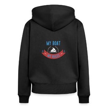 My Boat My Rules - Sweat à capuche zippé Premium bio Femme - noir - Dos - Julia (174cm)