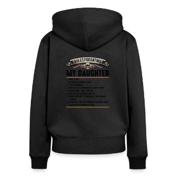 Vater und Tochter - Frauen Premium Bio Zip Hoodie - Schwarz - Hinten - Julia (174cm)