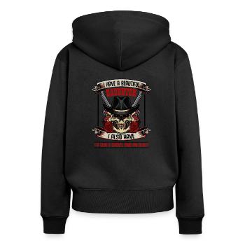 Vater und Tochter - Frauen Premium Bio Zip Hoodie - Schwarz - Hinten - Julia (174cm)