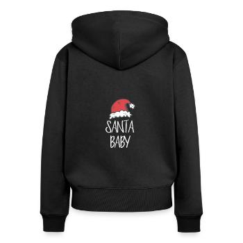 Santa baby schwangerschaft - Frauen Premium Bio Zip Hoodie - Schwarz - Hinten - Julia (174cm)
