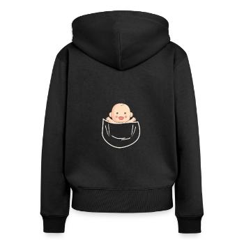 babybauch kleinkind kangaroo - Frauen Premium Bio Zip Hoodie - Schwarz - Hinten - Julia (174cm)