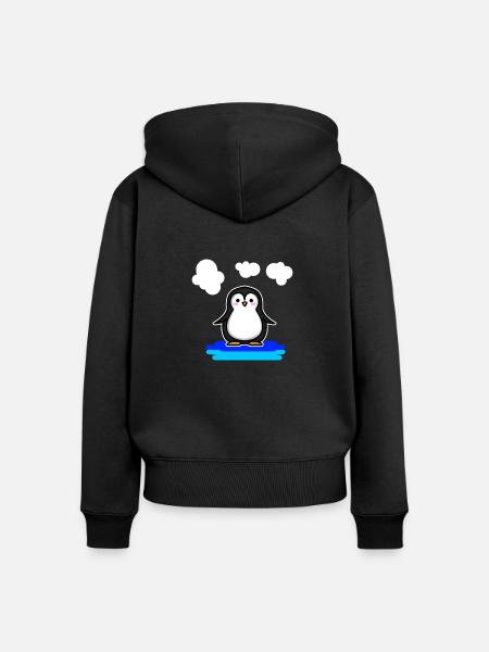 Pinguin Niedliches Tier - Frauen Premium Bio Zip Hoodie - Schwarz