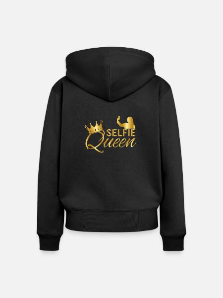 SelfieQueen Gold Krone Selfi Kamera Frau Königin - Frauen Premium Bio Zip Hoodie - Schwarz